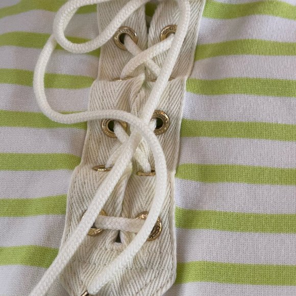 Juicy Couture Lime Green White Mini Dress Lace Up Tunic Size Small TShirt Dress - Picture 12 of 12